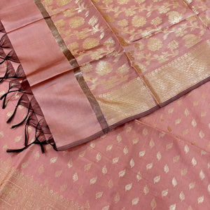 Peach Sunehri Pankh Satin Silk Banarasi Suit