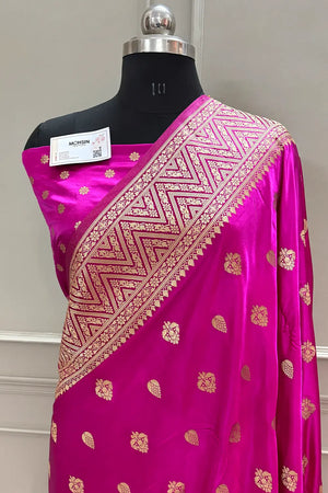 Pink Chagan Patti Katan Silk Banarasi Saree