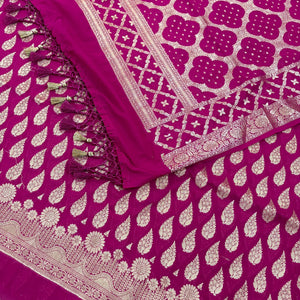 Pink Golden Zari Georgette Silk Banarasi Suit