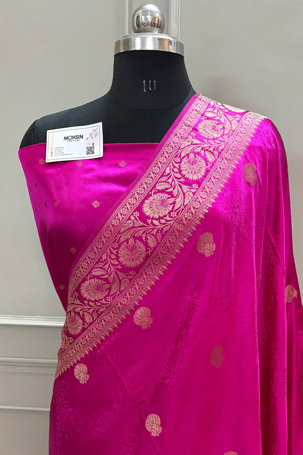 Pink Golden Zari Katan Silk Banarasi Saree