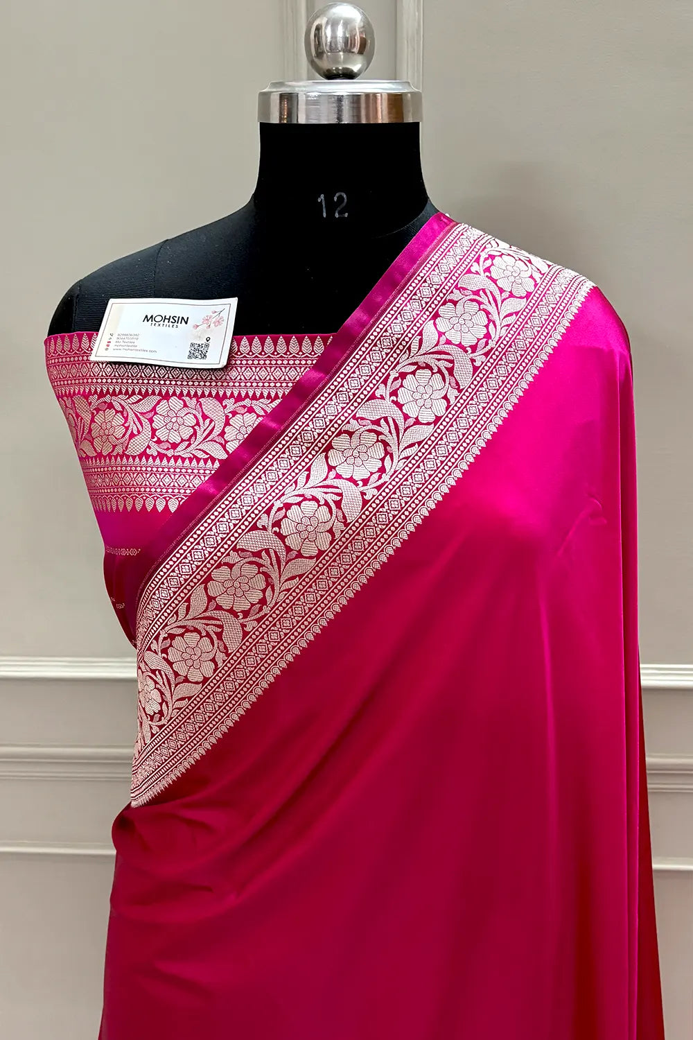 Pink Golden Zari Plain Katan Silk Banarasi Saree