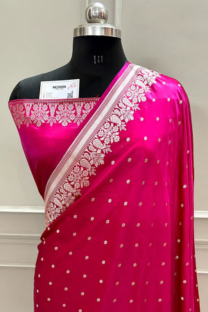 Pink Hawahawai Buti Katan Silk Banarasi Saree