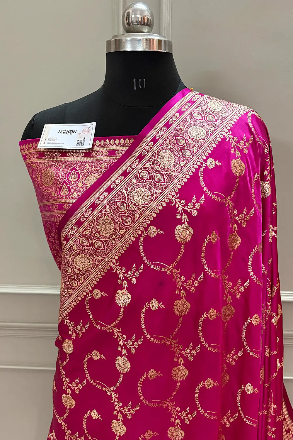 Pink Kanchan Bel Katan Silk Banarasi Saree