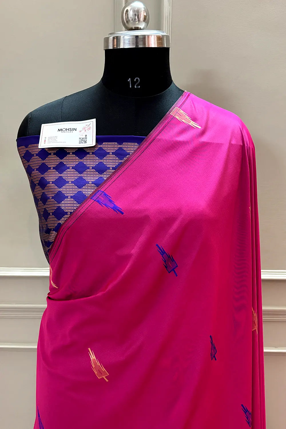 Pink and Blue Resham Zari Banarasi Silk Saree