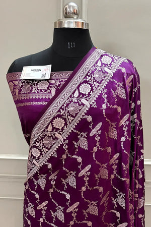 Purple Masakali Katan Silk Banarasi Saree