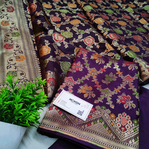 Purple Meenakari Katan Silk Banarasi Suit