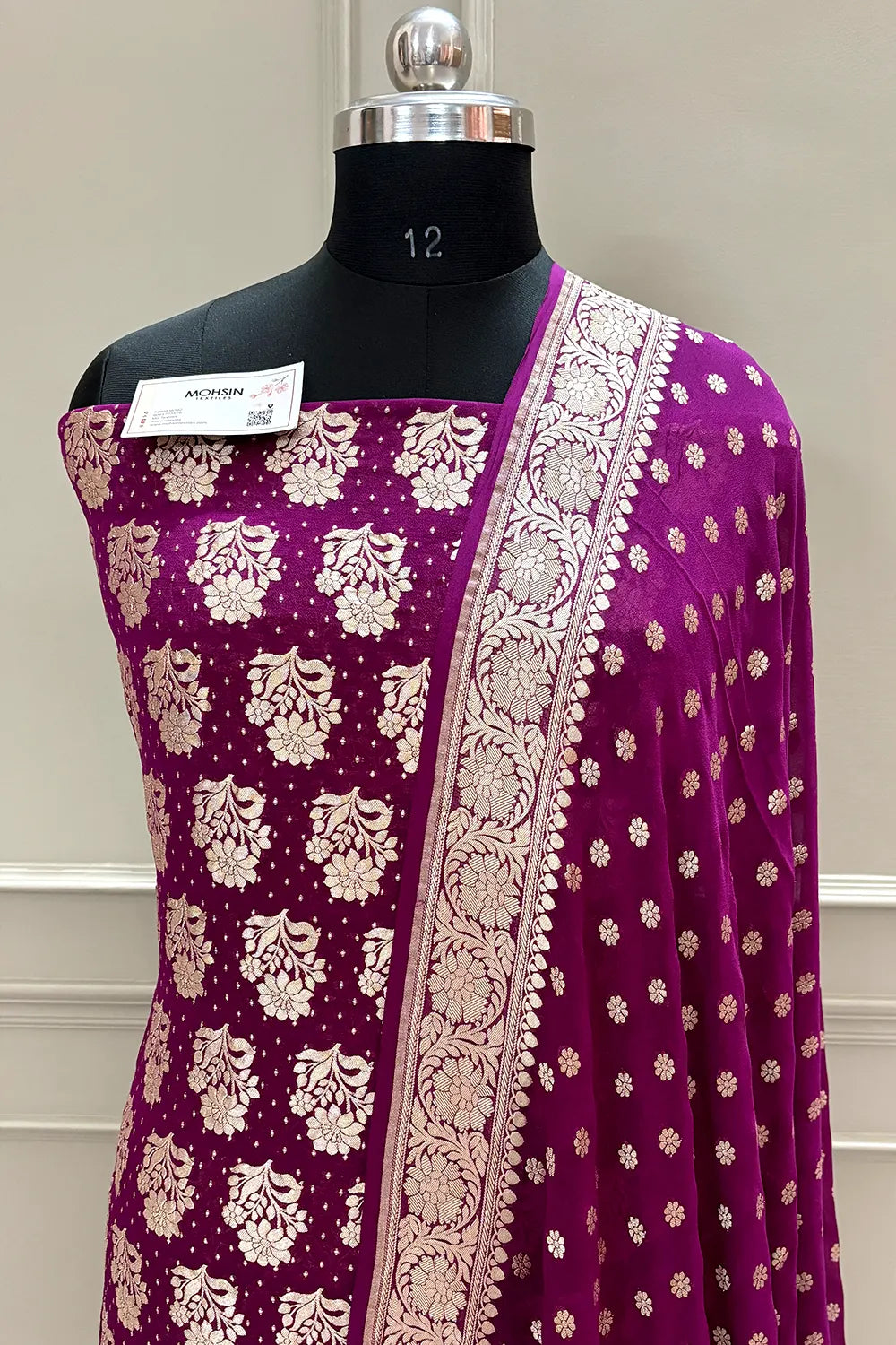 Purple Pure Georgette Silk Banarasi Suit