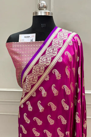 Purple Unicorn Buti Katan Silk Banarasi Saree