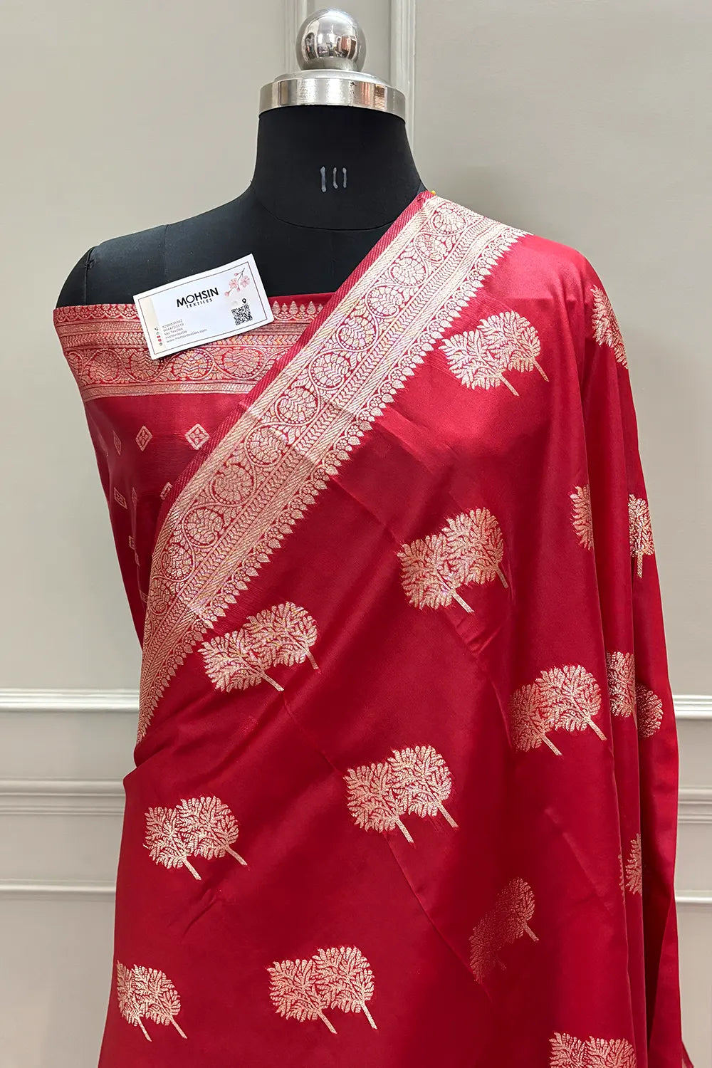 Red Golden Zari Silky Banarasi Saree