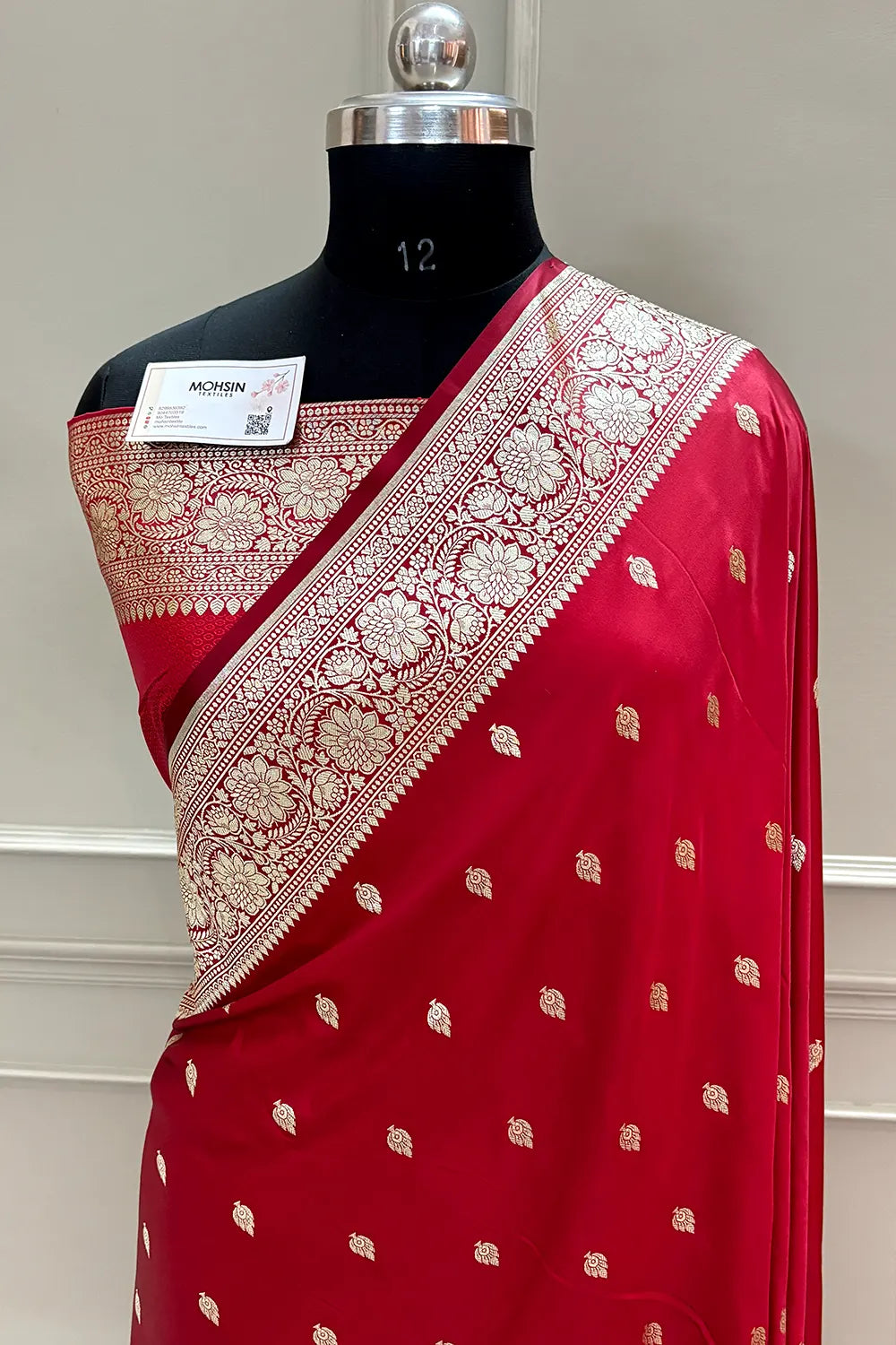Red Mario Patti Katan Silk Banarasi Saree