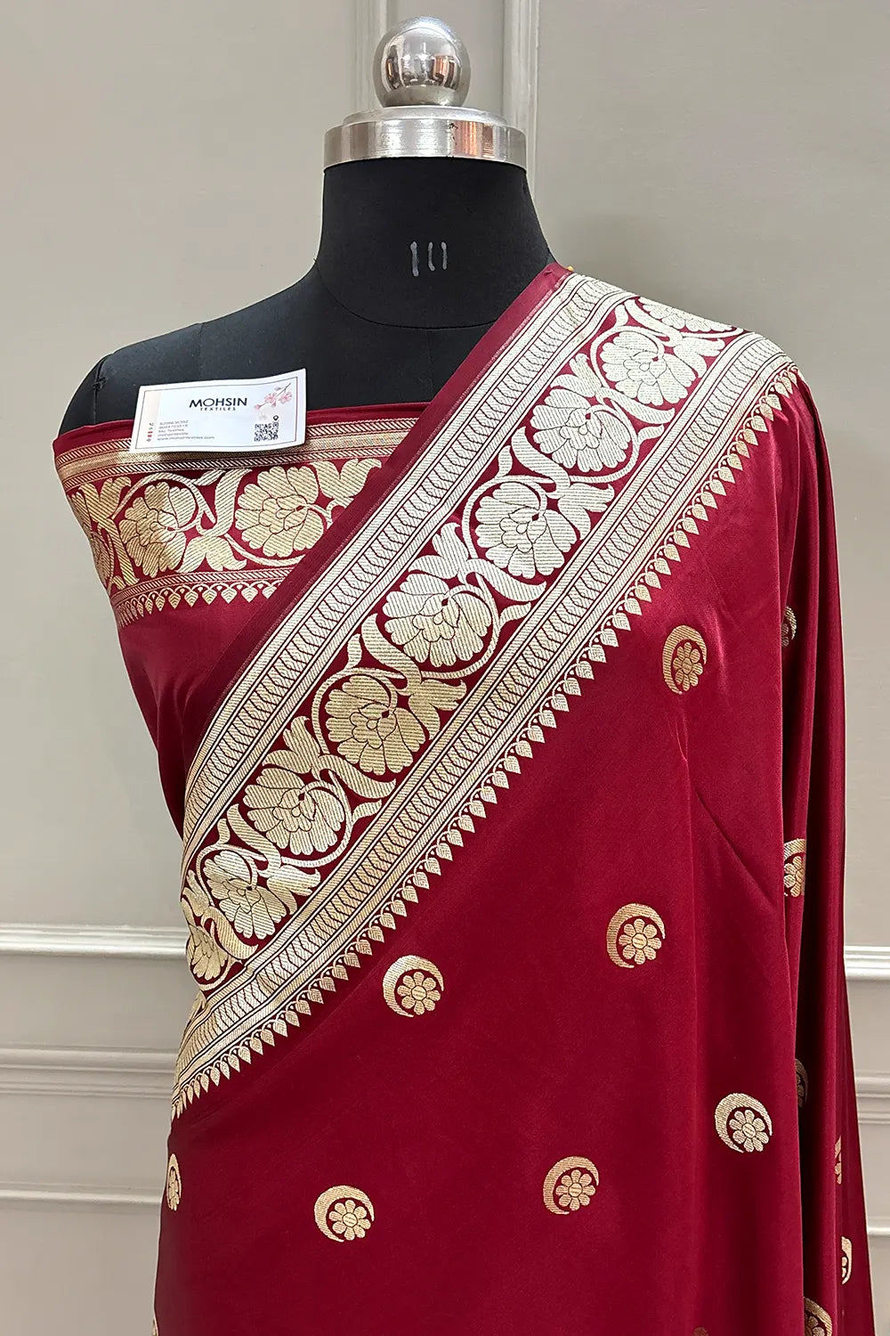 Sonakshi Sinha Maroon Chand Tara Katan Silk Banarasi Saree