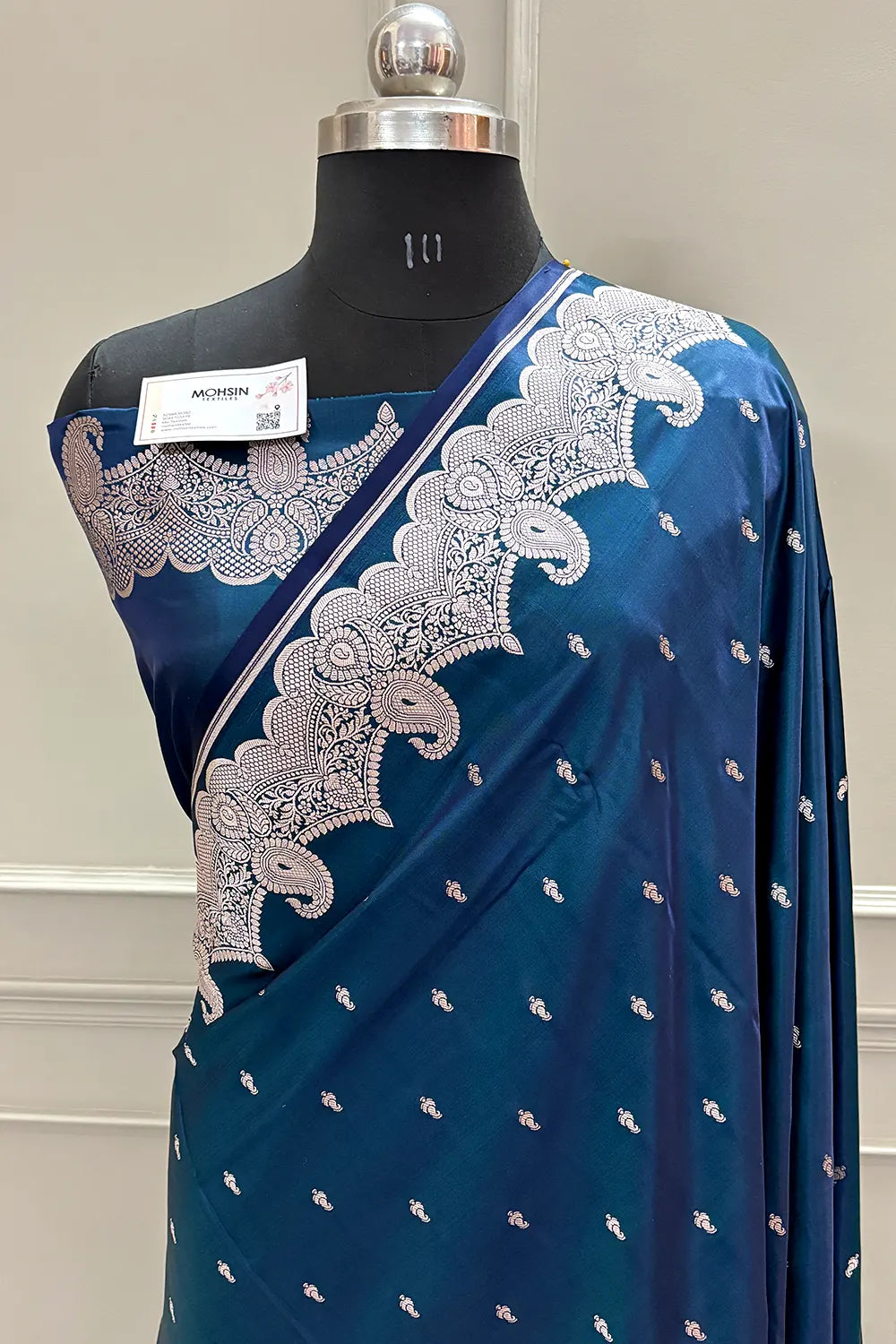 Teal Deepak Buti Katan Silk Banarasi Saree