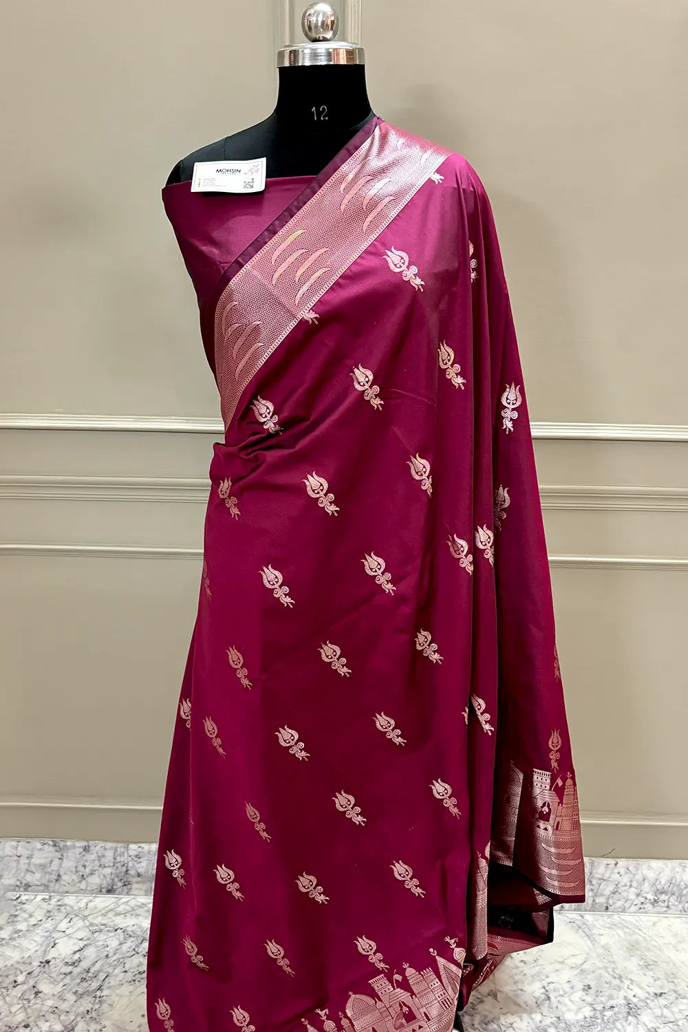 Wine Kalyug Satin Silk Banarasi Saree