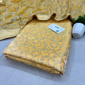 Yellow Golden Zari Kimkhab Silk Banarasi Gharara