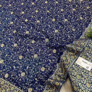Dark Firozi Stone Work Kimkhab Silk Banarasi Gharara