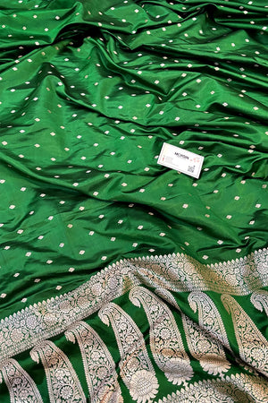 Green Chitrani Buti Katan Silk Banarasi Saree