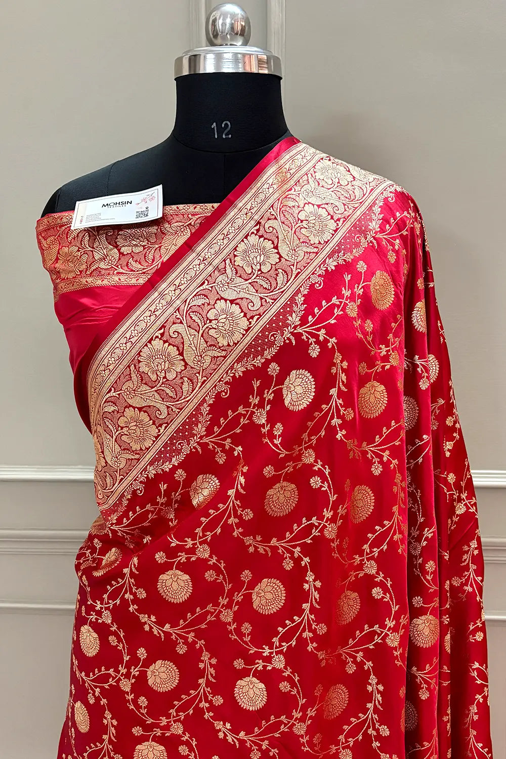Peach Pankhuri Jaal Katan Silk Banarasi Saree