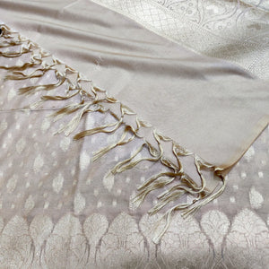 Beige Kalli Patta Katan Silk Banarasi Suit