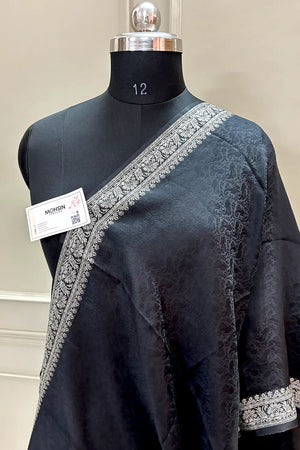 Black Resham Zari Silk Banarasi Stole