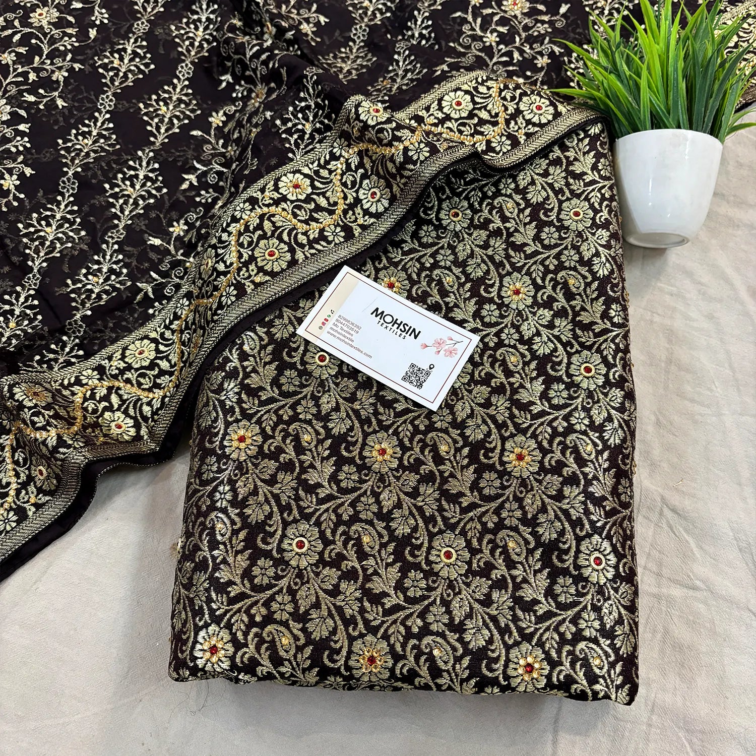 Black Stone Work Kimkhab Silk Banarasi Gharara