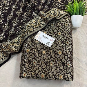 Black Stone Work Kimkhab Silk Banarasi Gharara