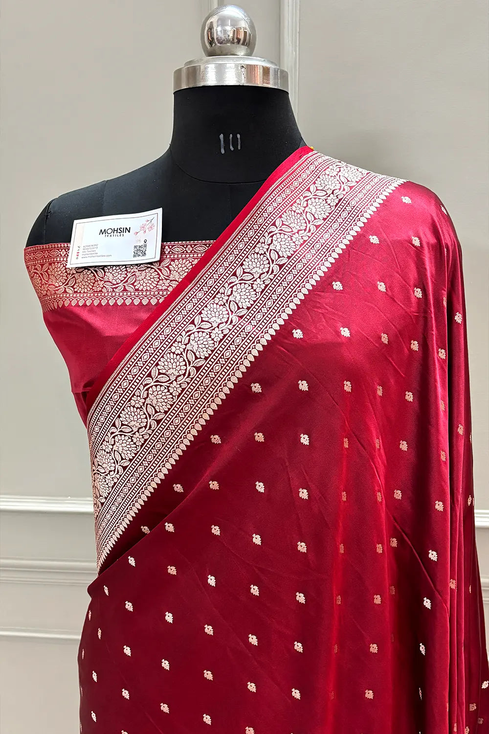 Maroon Chitrani Buti Katan Silk Banarasi Saree