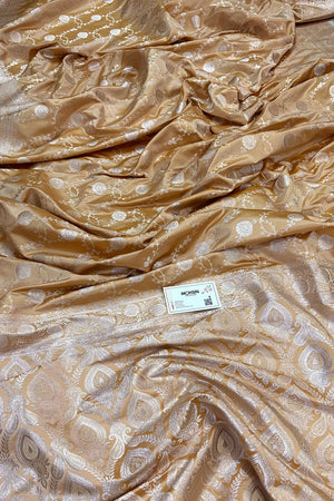Orangish Peach Ropeway Jaal Katan Silk Banarasi Saree