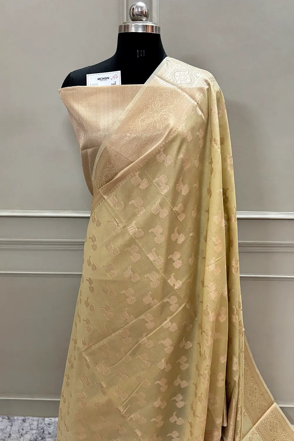 Yellow Daab Buti Chanderi Silk Banarasi Saree
