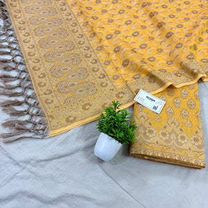 Yellow Hukum Fire Cotton Silk Banarasi Suit