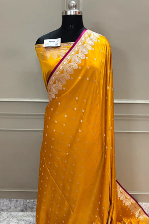 Mustard Jadi Buti Katan Silk Banarasi Saree