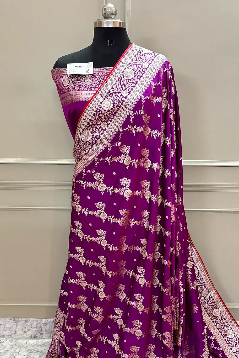 Purple Papakipari Katan Silk Banarasi Saree