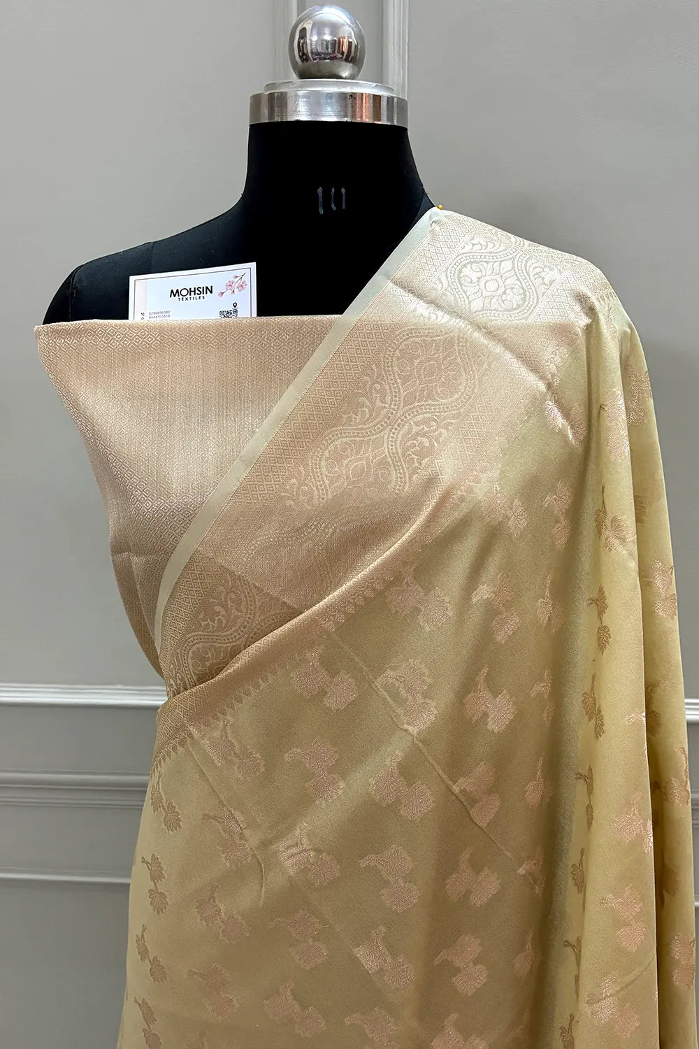 Yellow Daab Buti Chanderi Silk Banarasi Saree