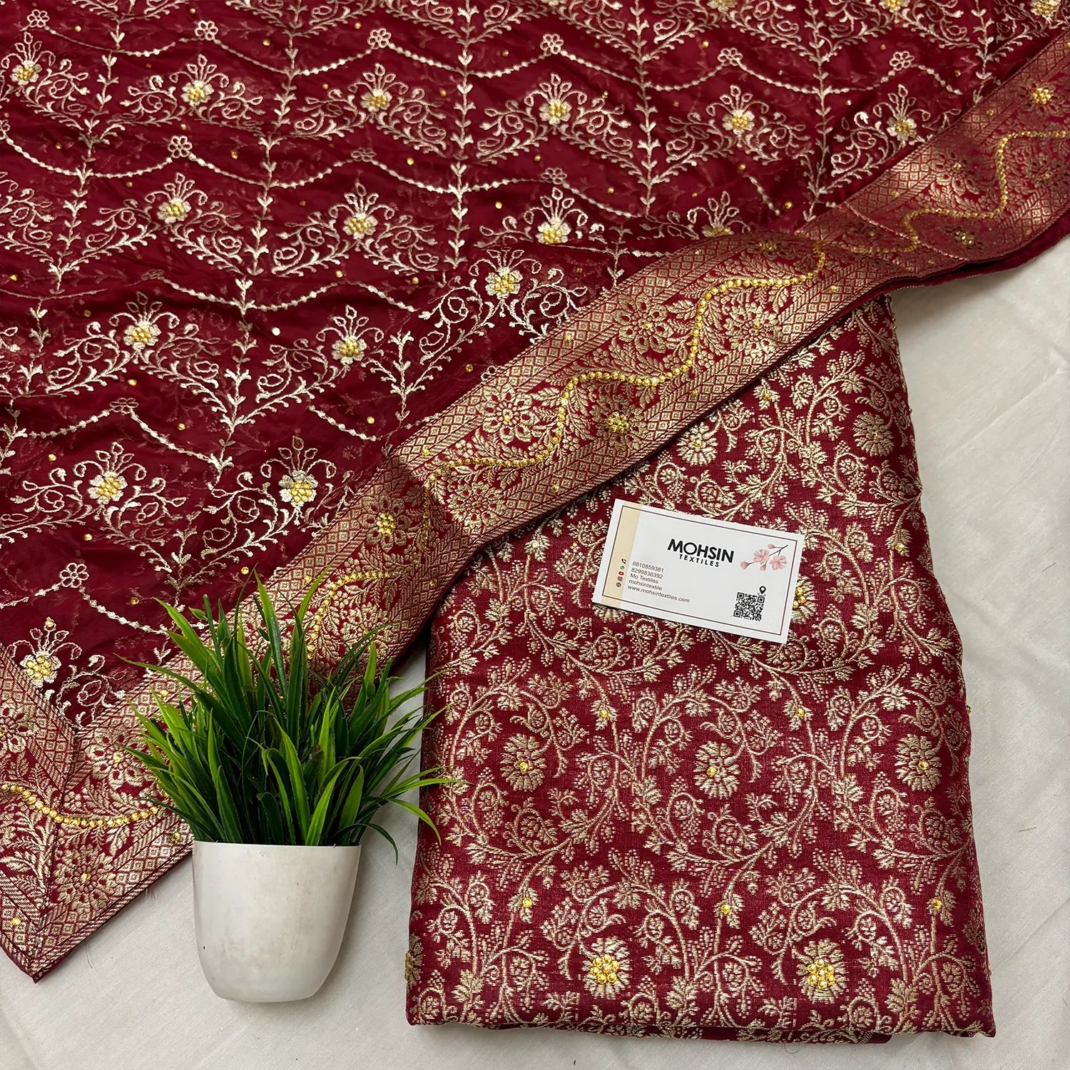 Maroon Stone Work Kimkhab Silk Banarasi Gharara
