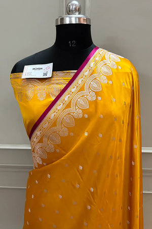 Mustard Jadi Buti Katan Silk Banarasi Saree