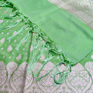 Pista Kalli Patta Katan Silk Banarasi Suit
