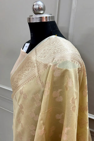 Yellow Daab Buti Chanderi Silk Banarasi Saree