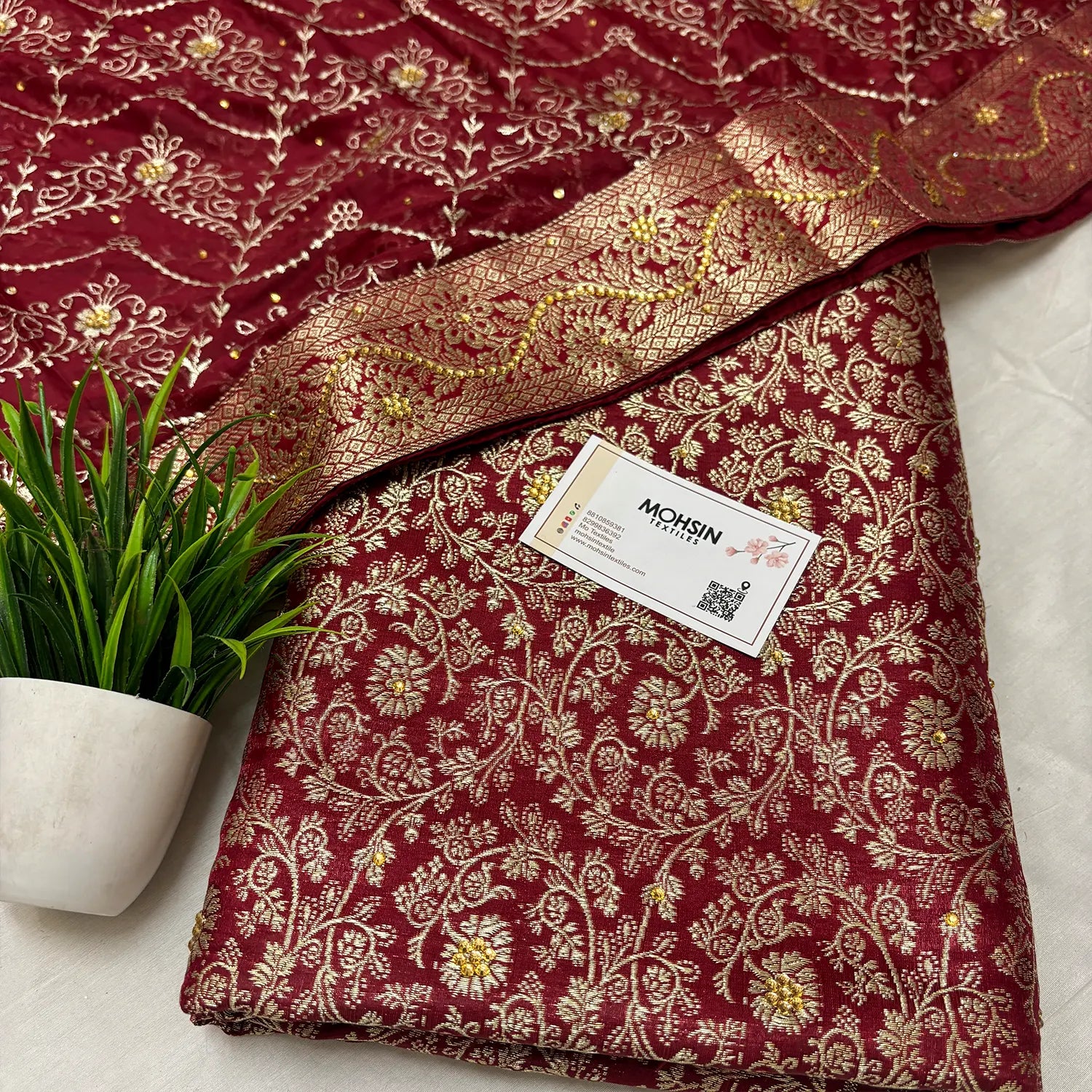Maroon Stone Work Kimkhab Silk Banarasi Gharara