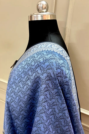 Blue Resham Zari Silk Banarasi Stole