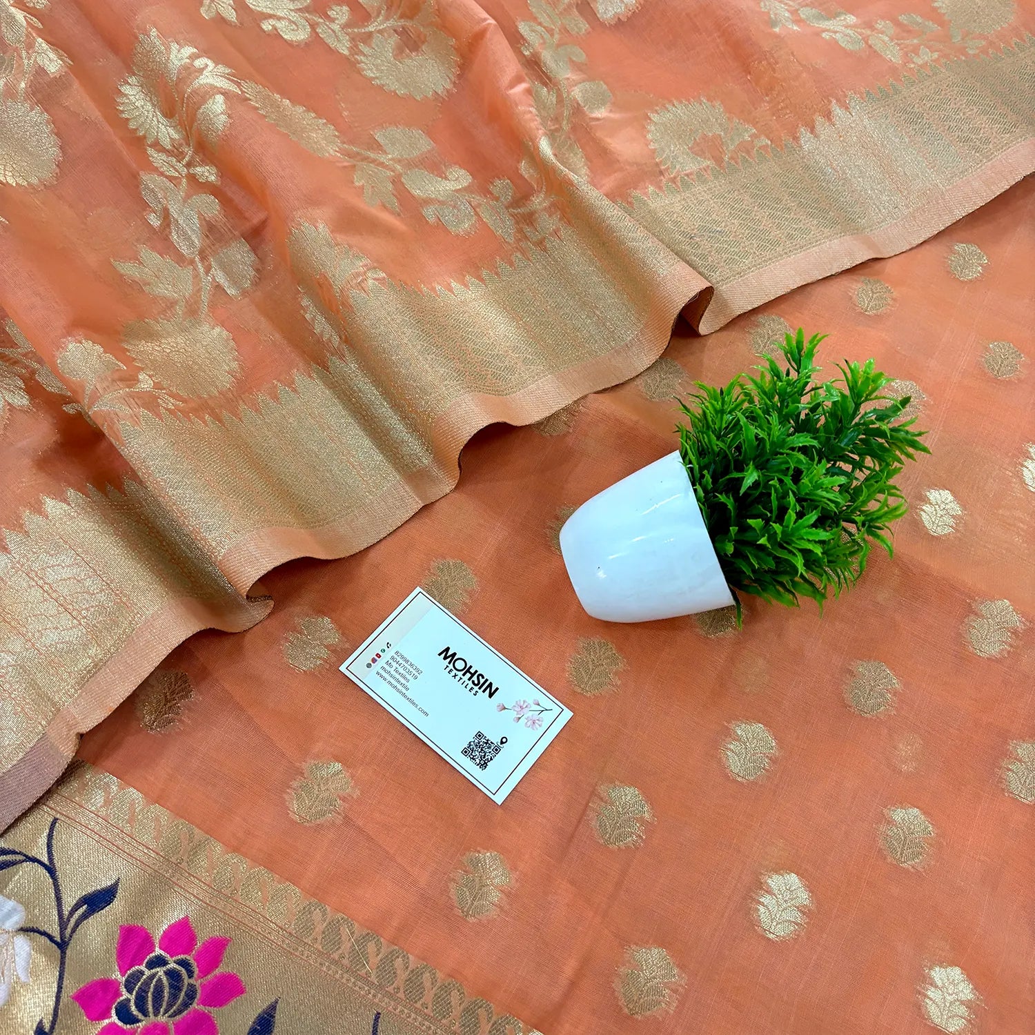 Orange Gulbagh Cotton Silk Banarasi Suit