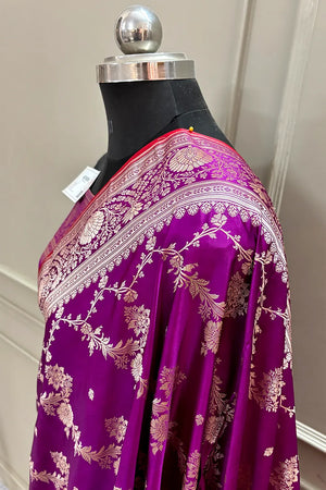 Purple Papakipari Katan Silk Banarasi Saree