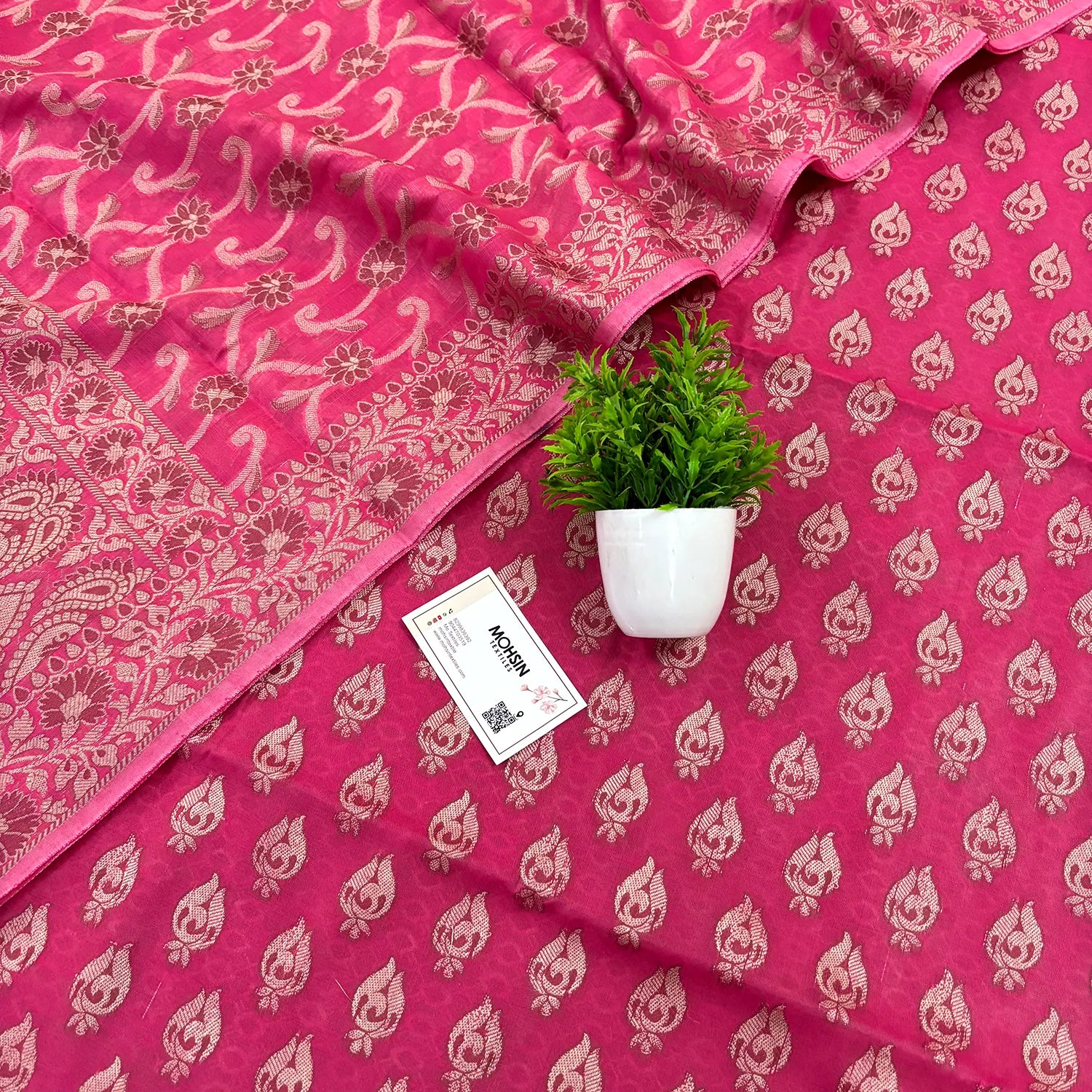 Rani Pink Hukum Fire Cotton Silk Banarasi Suit