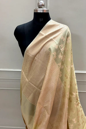 Yellow Daab Buti Chanderi Silk Banarasi Saree