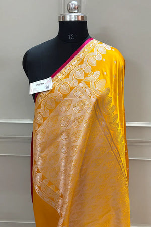 Mustard Jadi Buti Katan Silk Banarasi Saree