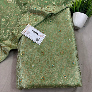 Pista Stone Work Kimkhab Silk Banarasi Gharara