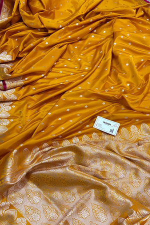 Mustard Jadi Buti Katan Silk Banarasi Saree