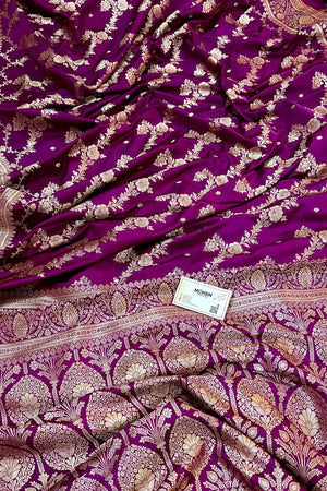 Purple Papakipari Katan Silk Banarasi Saree