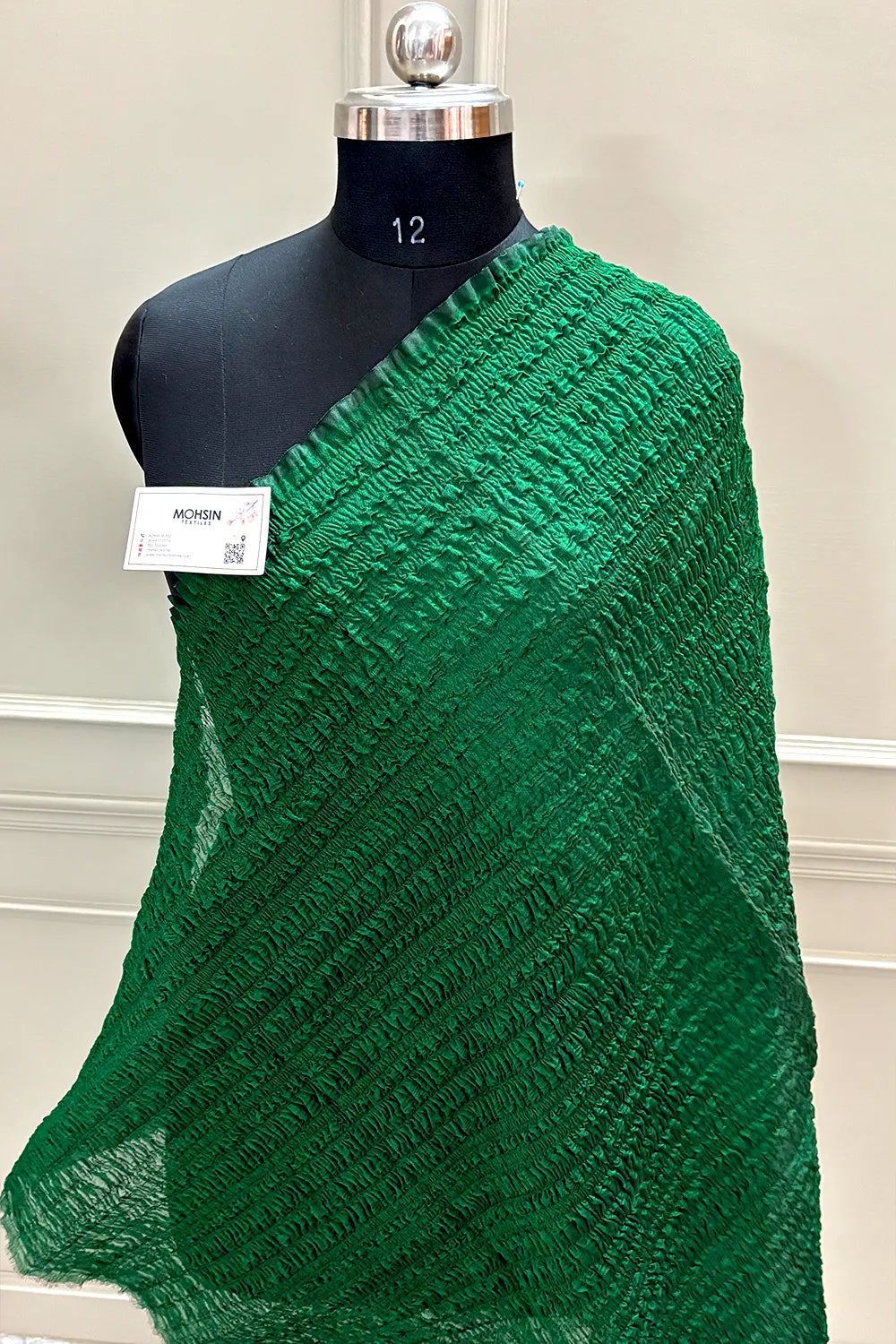 Bottle Green Crush Banarasi Silk Dupatta