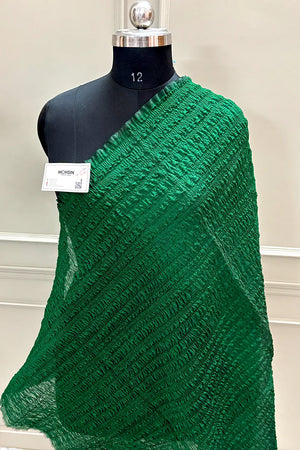 Bottle Green Crush Banarasi Silk Dupatta