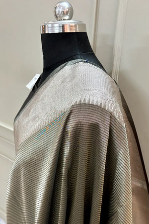 Grey Golden Zari Tissue Silk Banarasi Saree