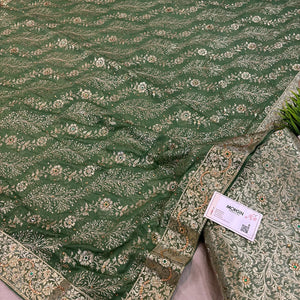 Light Pista Stone Work Kimkhab Silk Banarasi Gharara